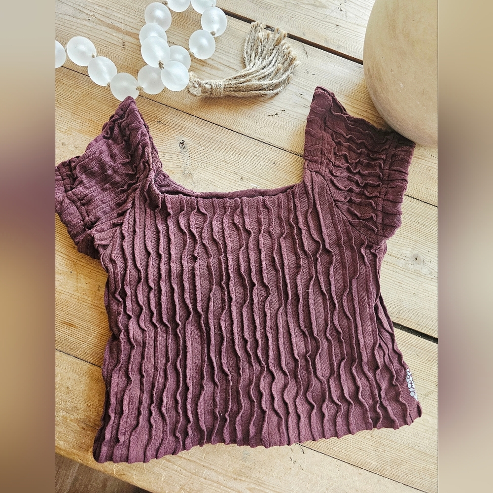 NEW Free People Movement Get Ripped Cropped Tee Sz M/L In Merlot